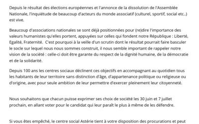 Refusons la fatalité, refusons le repli sur soi, cultivons le vivre ensemble